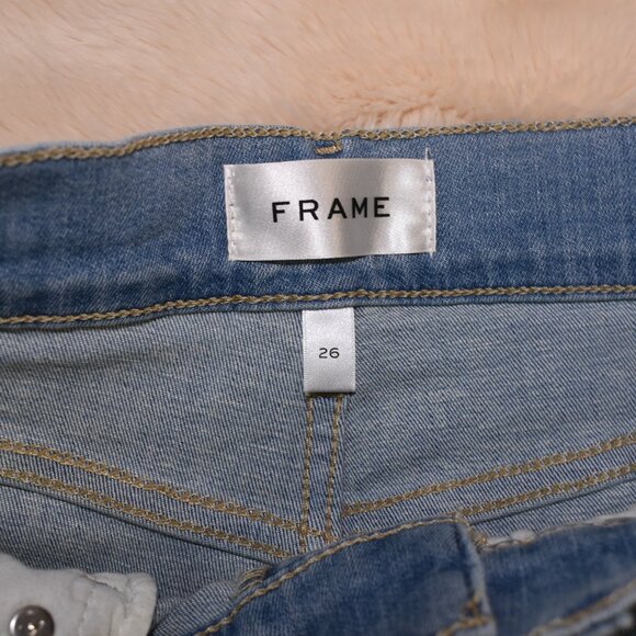 FRAME High Rise Wide Leg Jeans Women’s Size 26 Light Wash Stretchy Denim - Picture 6 of 12